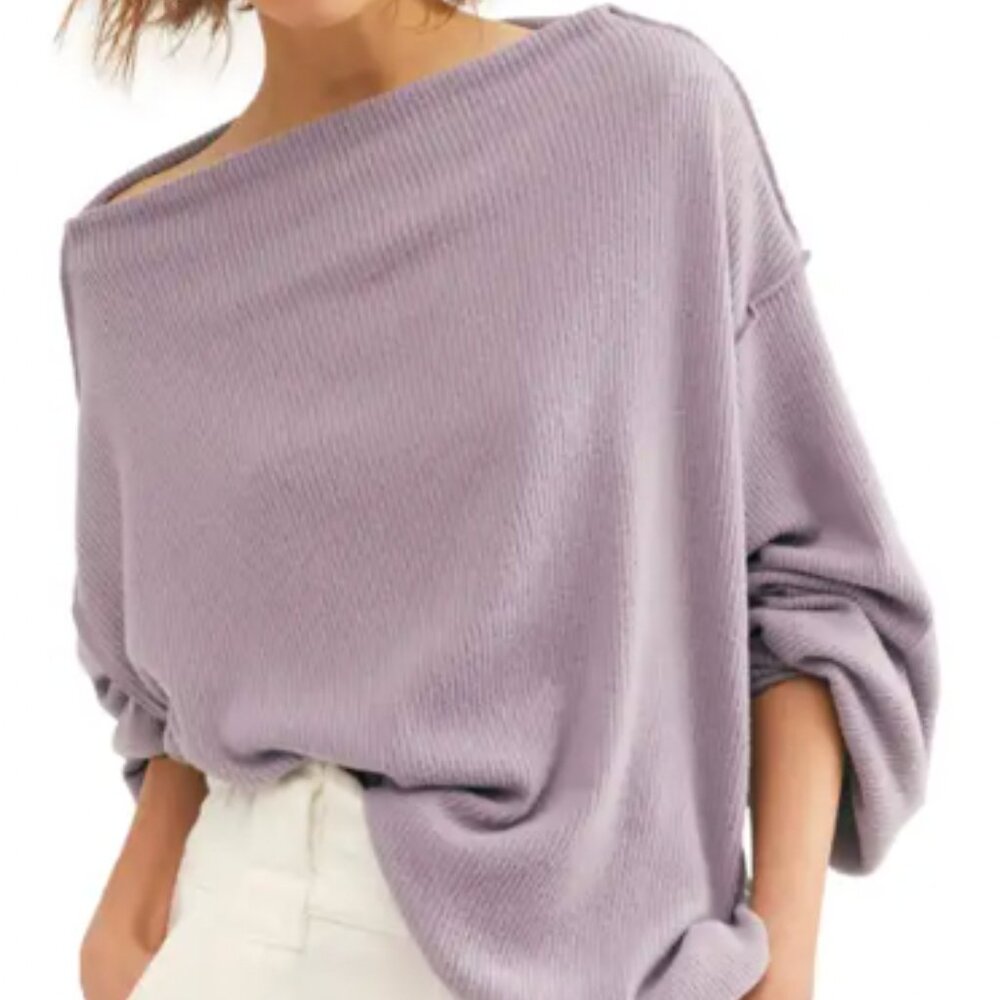 NWOT Free People Main Squeeze Hacci Sweater in Purple Smoke
